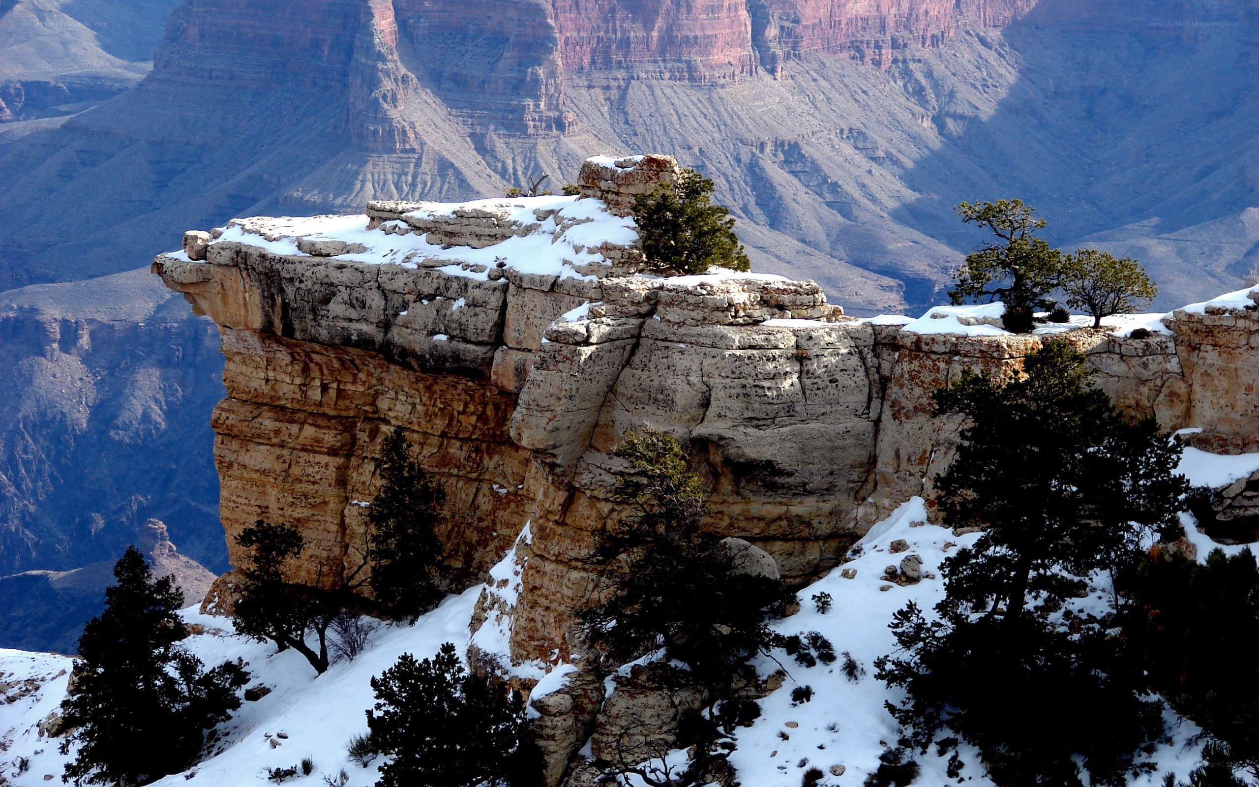 snow-covered canyon cliff