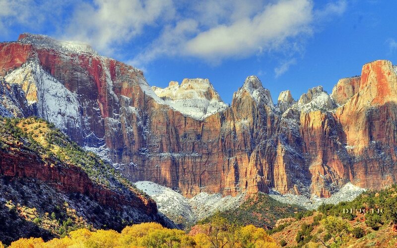 Snow-covered Canyon Cliffs