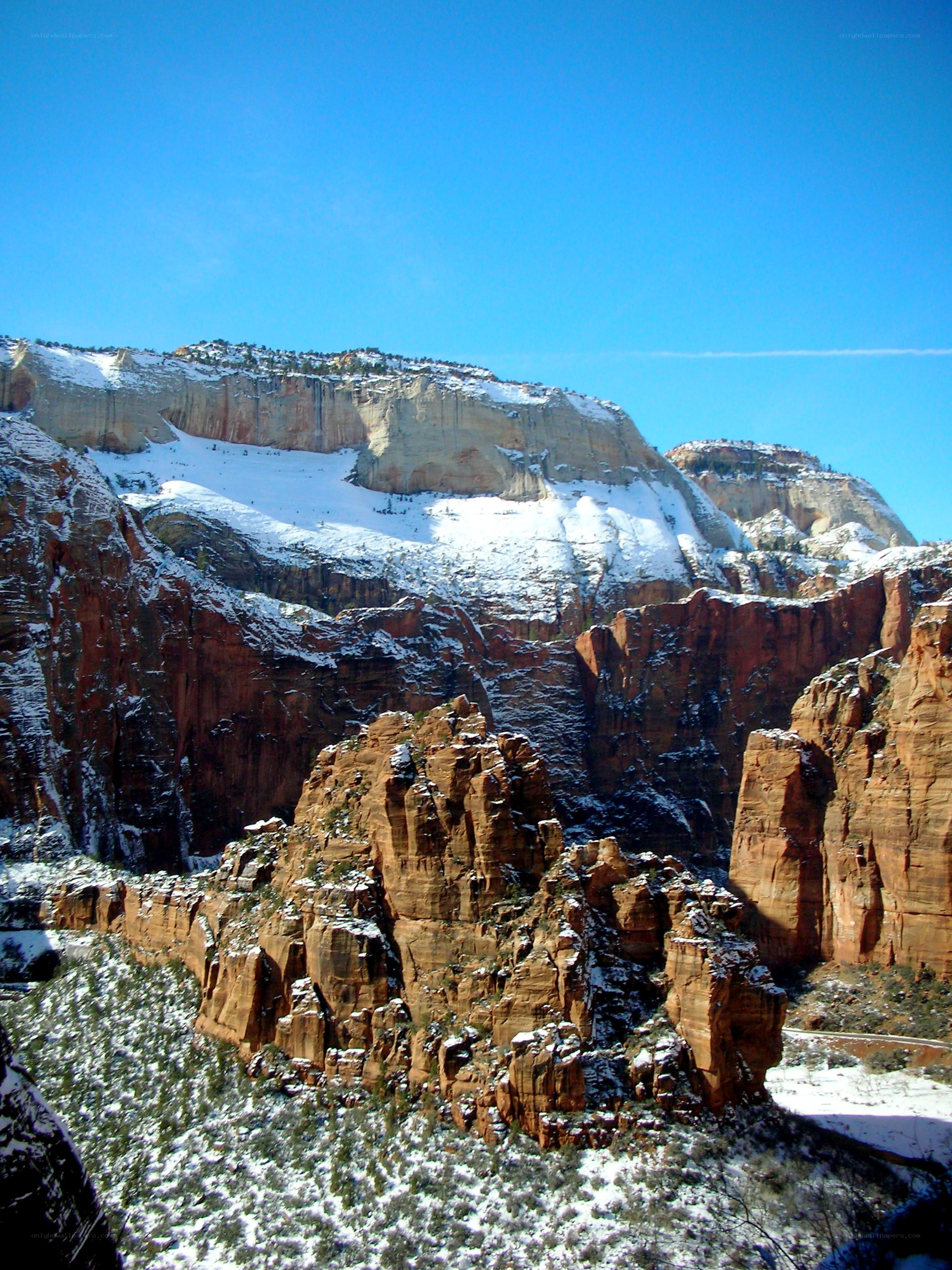 Snow-covered canyon landscape