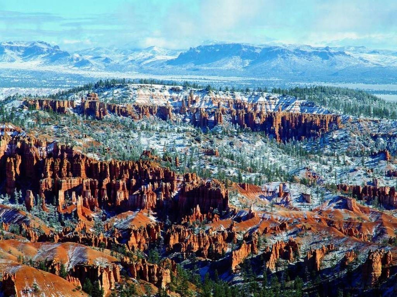 Snow-covered canyon landscape