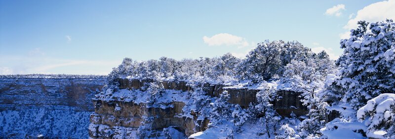 Snow-covered canyon landscape