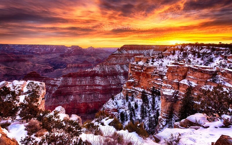 Snow-covered Canyon — Orange, Dramatic