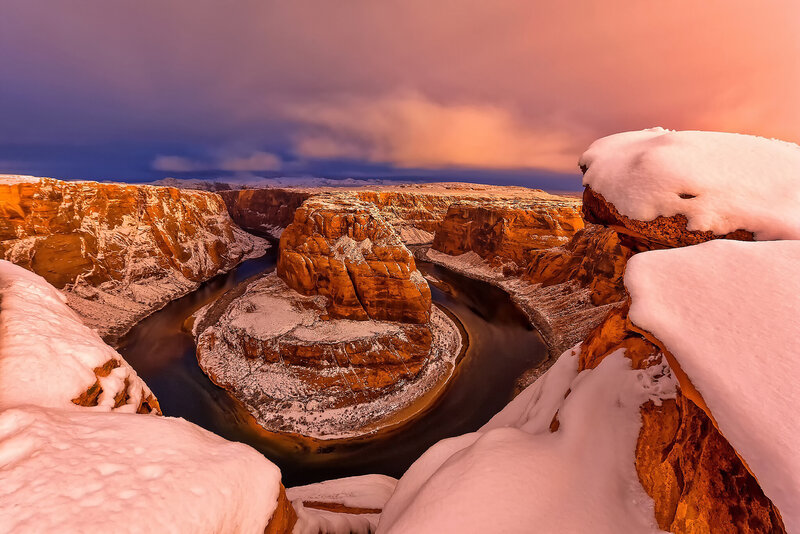 Snow-covered Canyon River — Orange