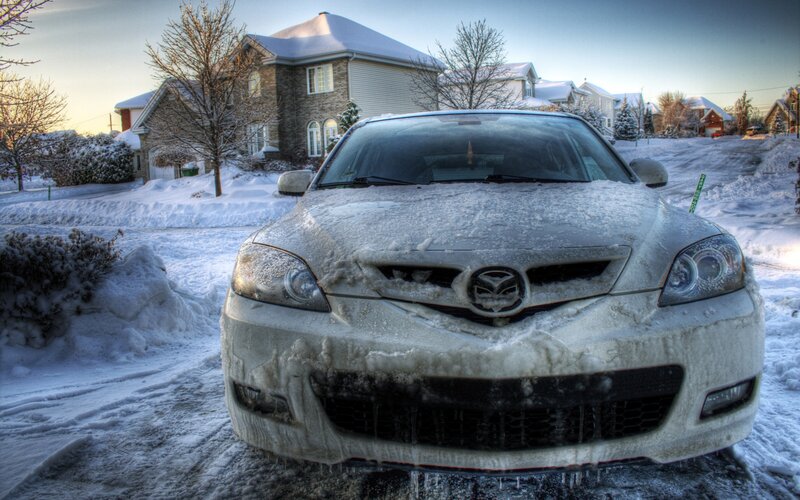 Snow-covered Car — White, Cold
