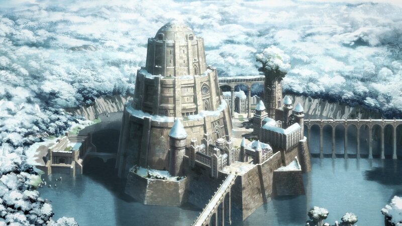 Snow-covered Castle — Blue, Dramatic, Winter, Anime