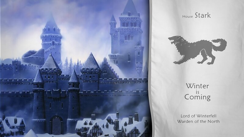 Snow-covered Castle — Blue, Dramatic, Winter, Digital Art, Wolf