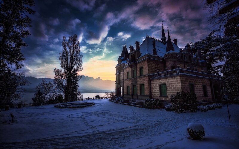 Snow-covered Castle — Blue, Dramatic, Winter, Photograph