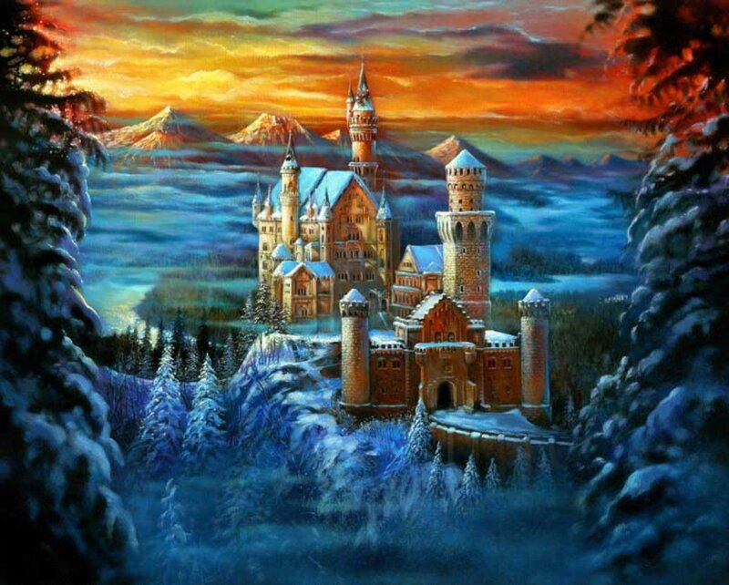 Snow-covered Castle — Blue, Dramatic, Winter