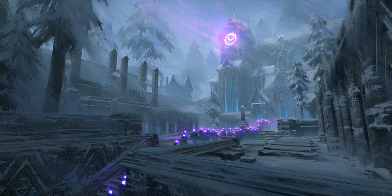 Snow-covered Castle — Blue, Mysterious