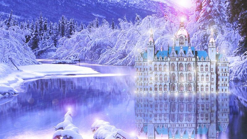Snow-covered Castle — Blue, Serene, Winter, Digital Art
