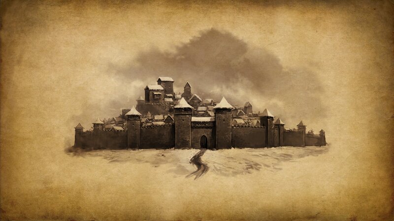 Snow-covered Castle — Brown, Dramatic