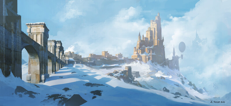 Snow-covered Castle City — Blue