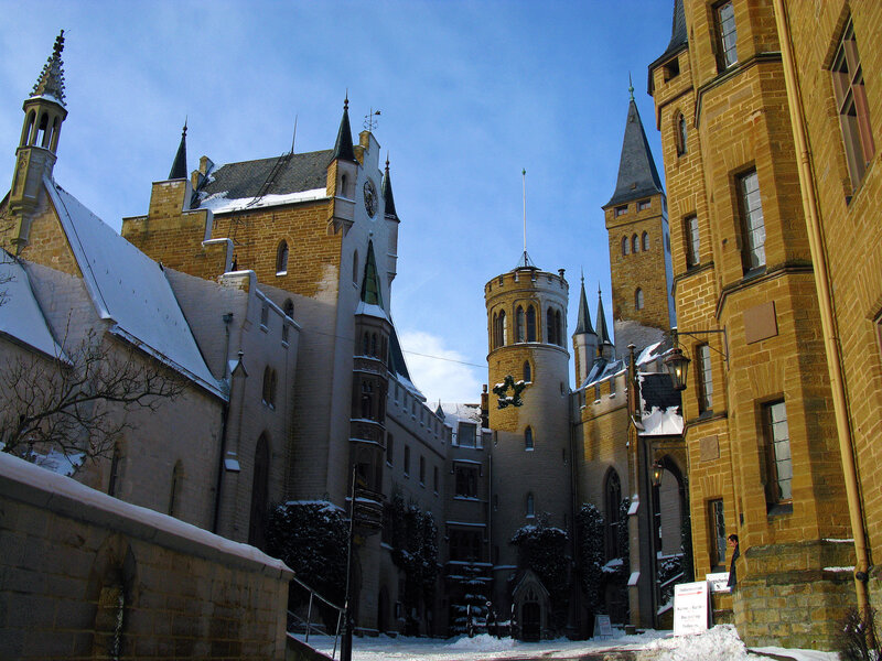 Snow-covered Castle Courtyard