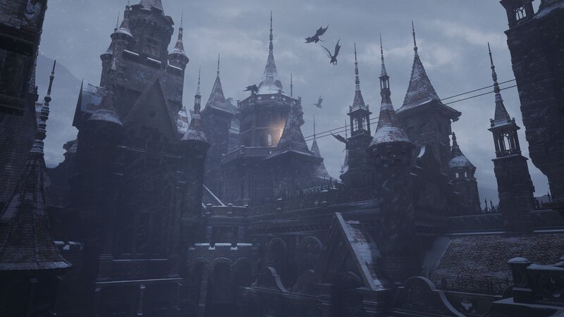 Snow-covered Castle — Gray, Dark, Ominous