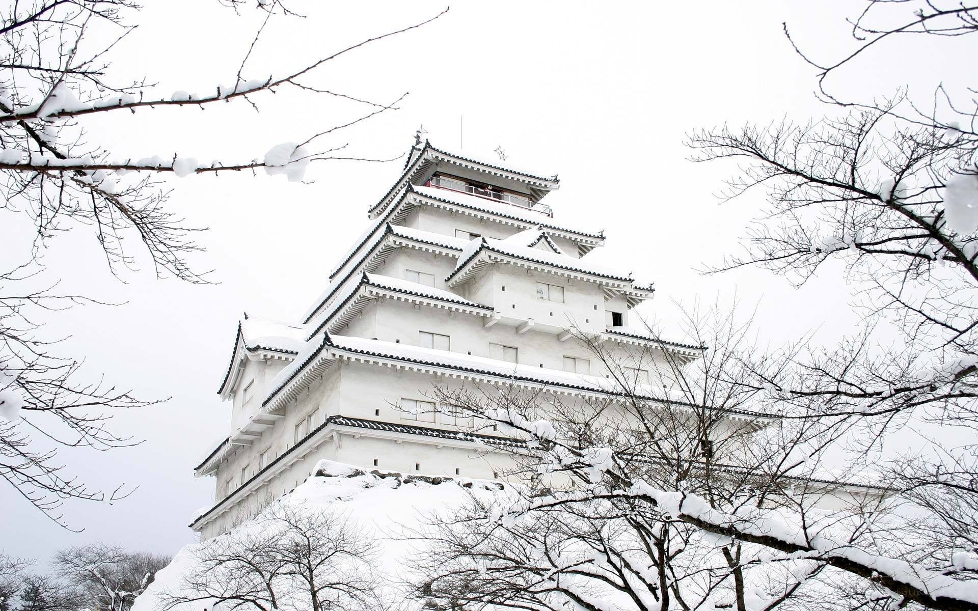 Snow-covered castle in winter