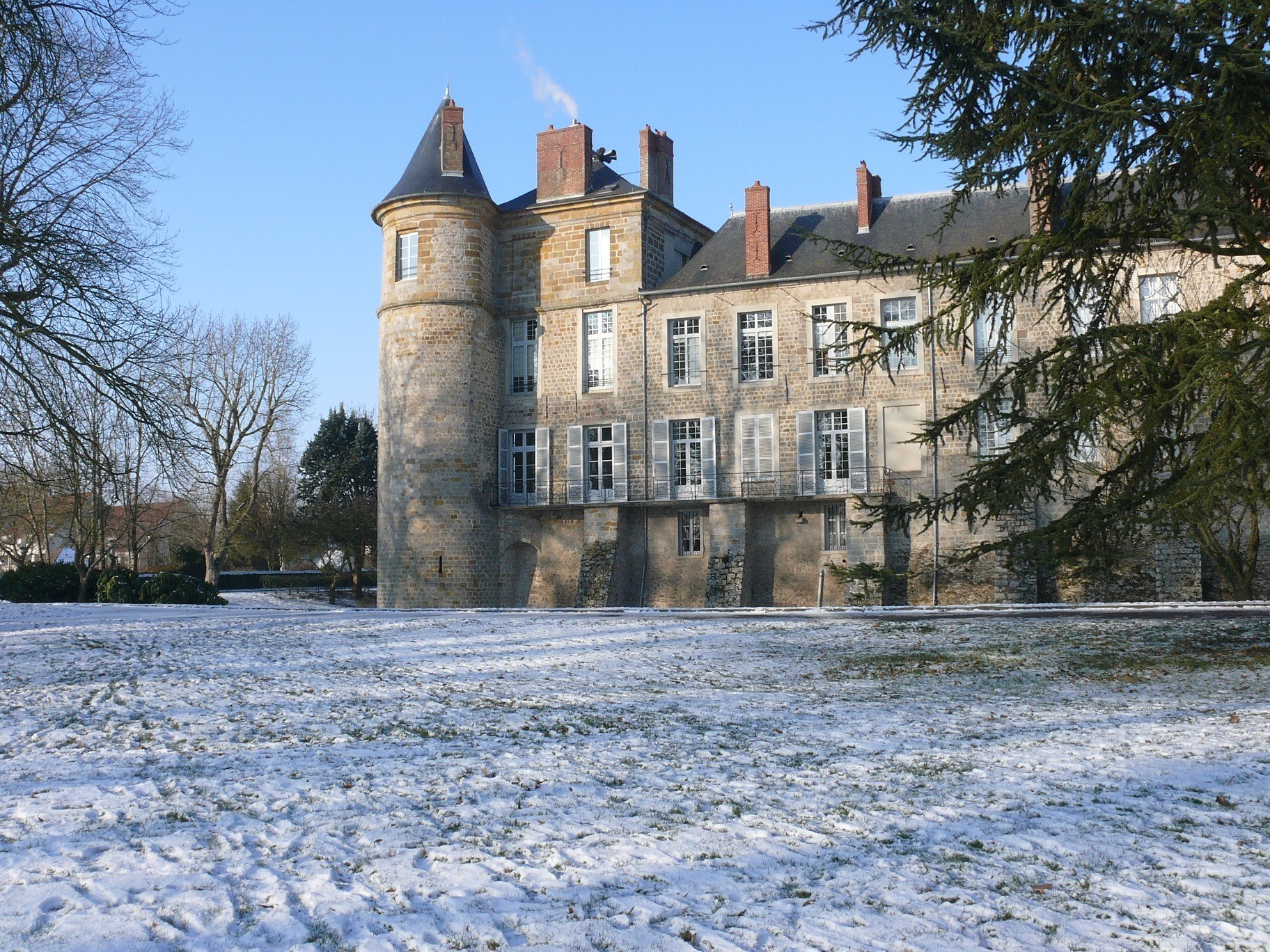 Snow-covered castle in winter