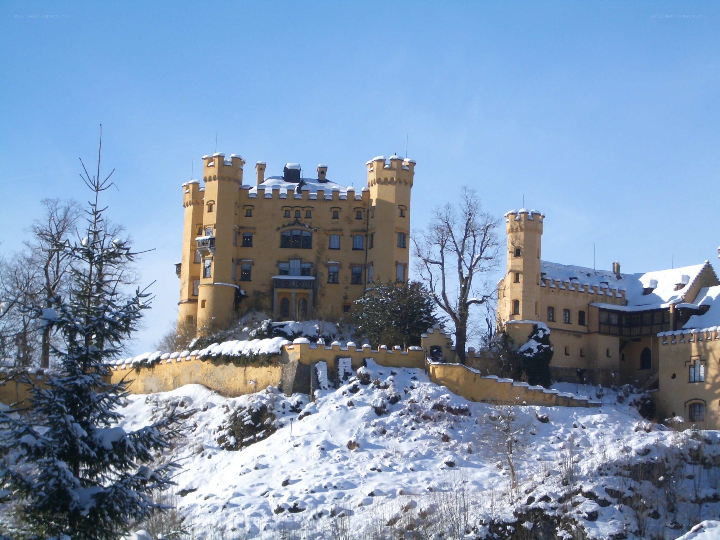 Snow-covered castle in winter