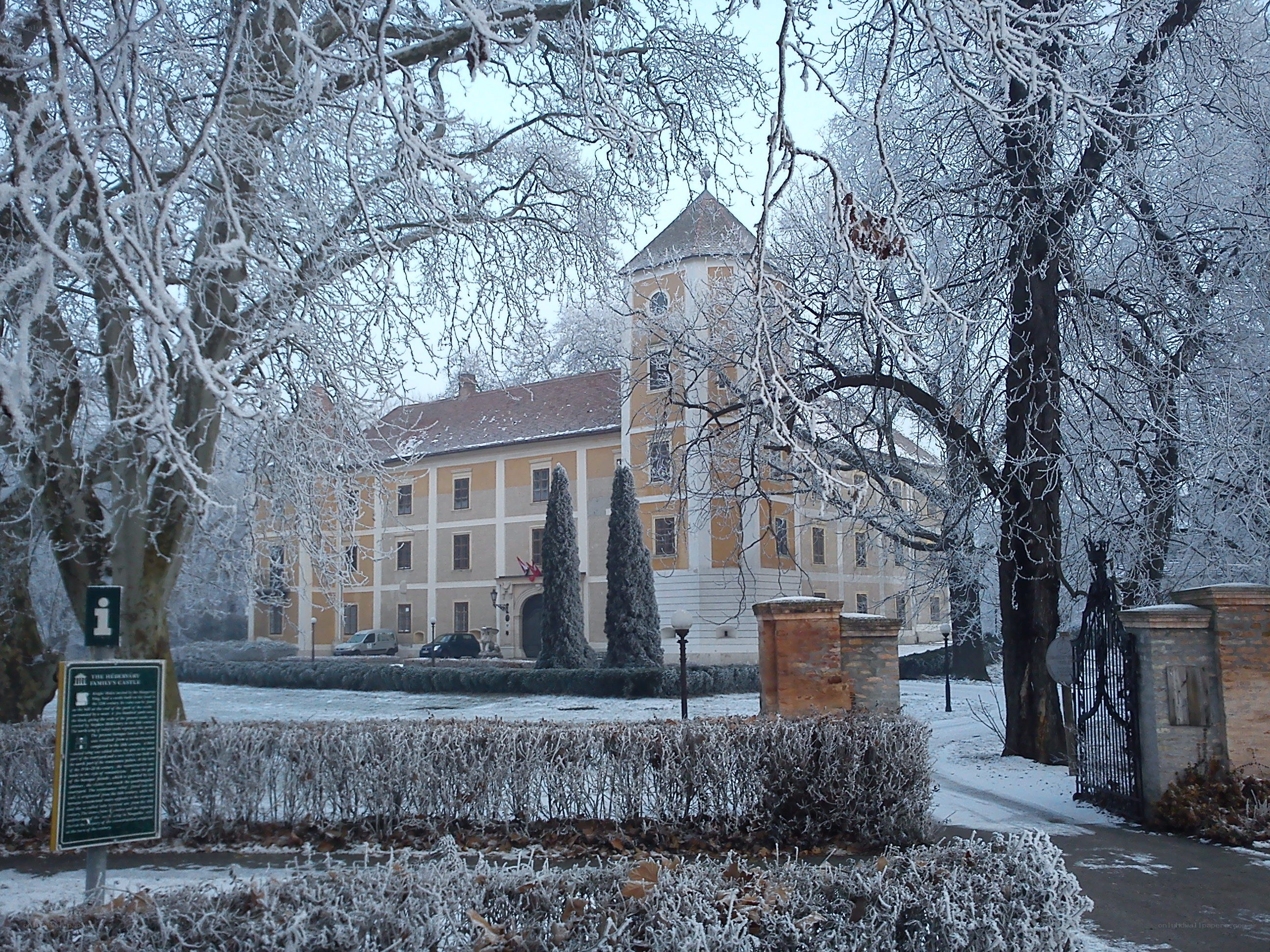 Snow-covered castle in winter