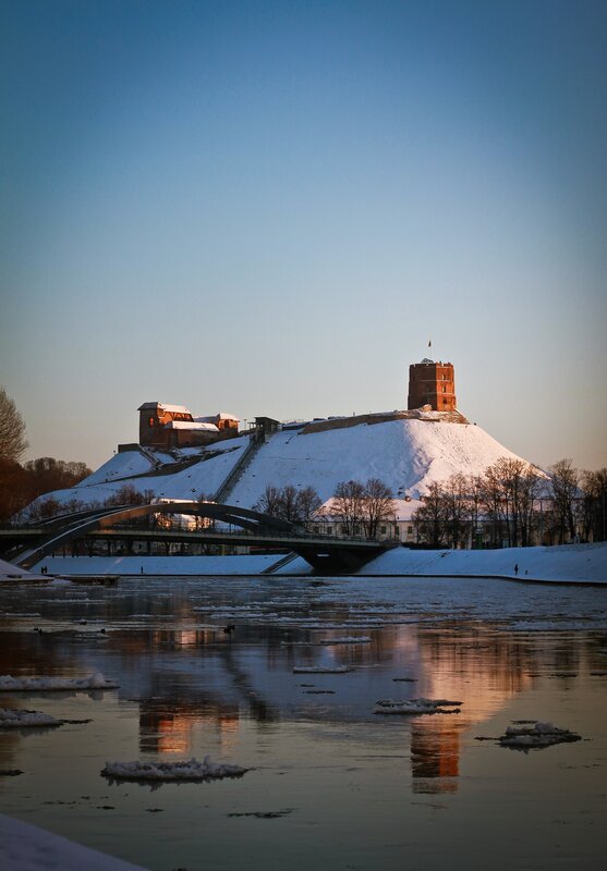 Snow-covered Castle on Hill — Blue
