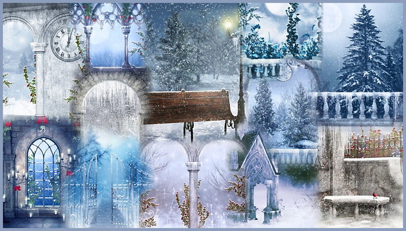 Snow-covered Castle Ruins — Blue