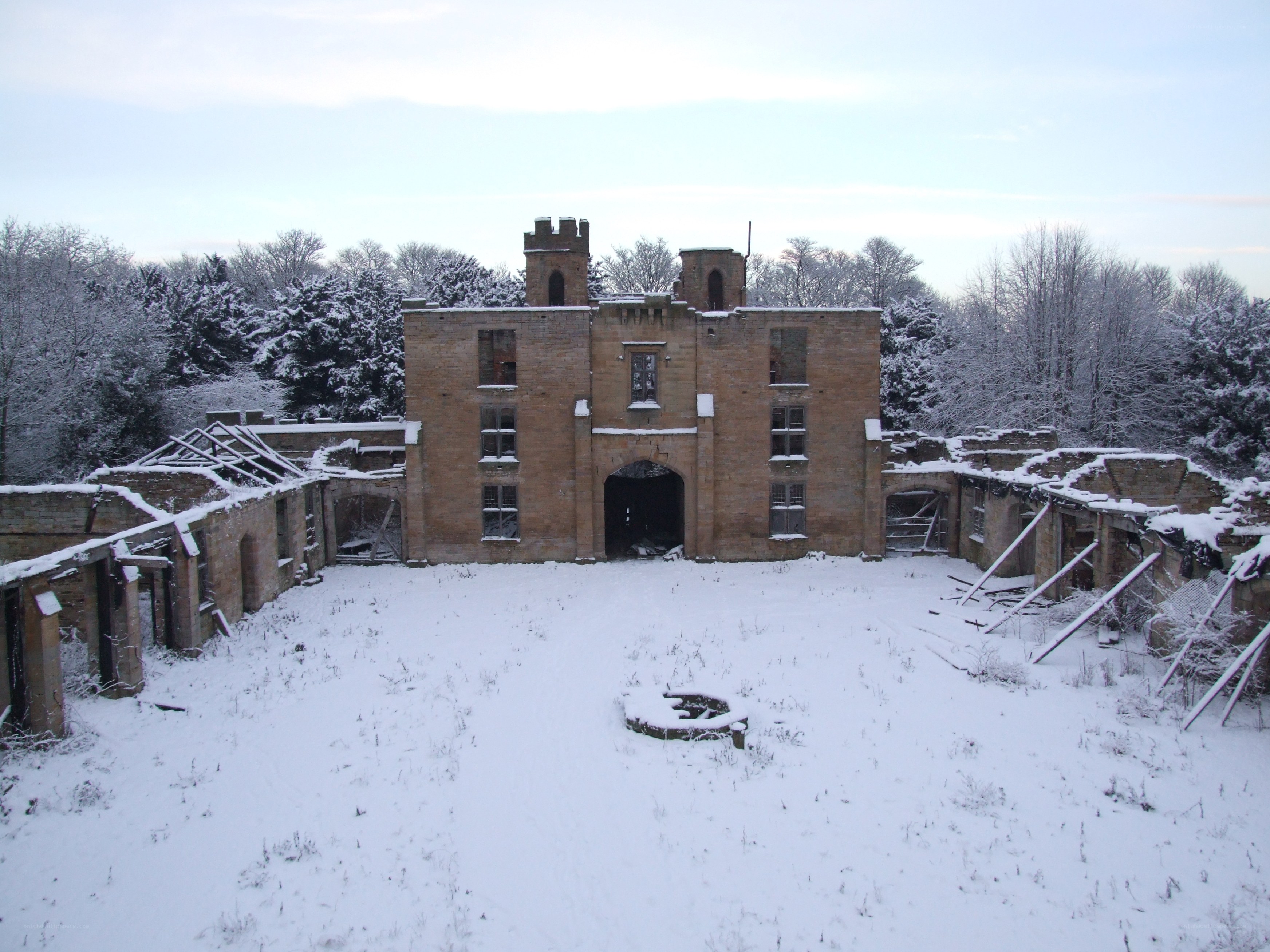 snow-covered castle ruins