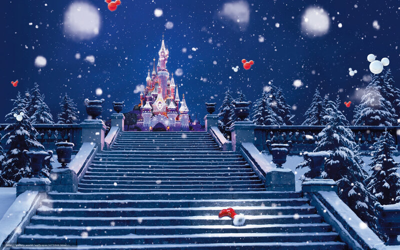 Snow-covered Castle Steps — Blue, Magical
