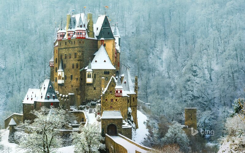 Snow-covered Castle — White, Serene, Winter, Photograph, Snow