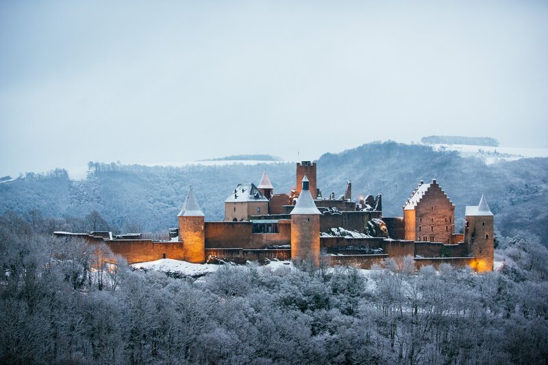 Snow-covered Castle — White, Serene, Winter, Photograph, Towers, Snow
