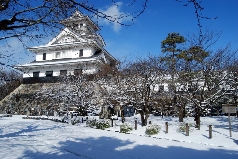 Snow-covered Castle — White, Serene, Winter, Photograph, Trees, Snow, Sky