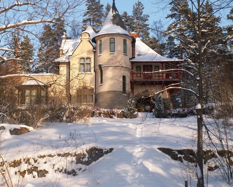 Snow-covered Castle — White, Serene, Winter, Photograph, Trees, Snow