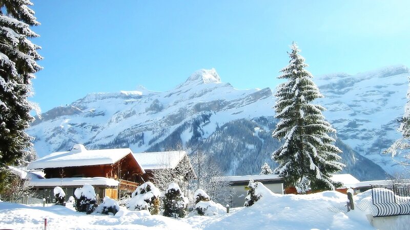 Snow-covered Chalet — Blue, Serene