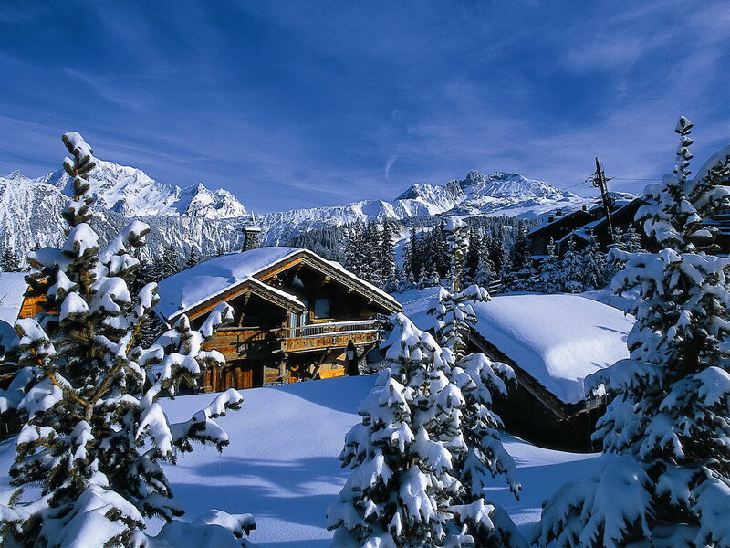 Snow-covered Chalet — Blue