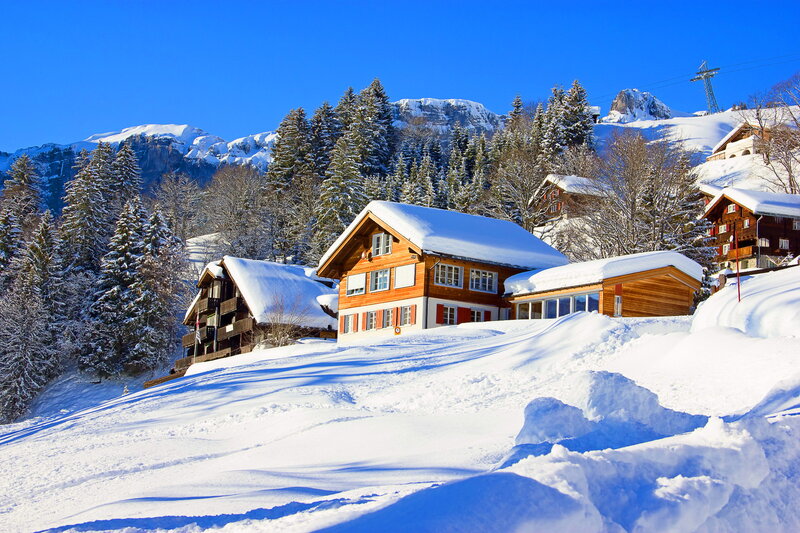 Snow-covered Chalets — White, Serene