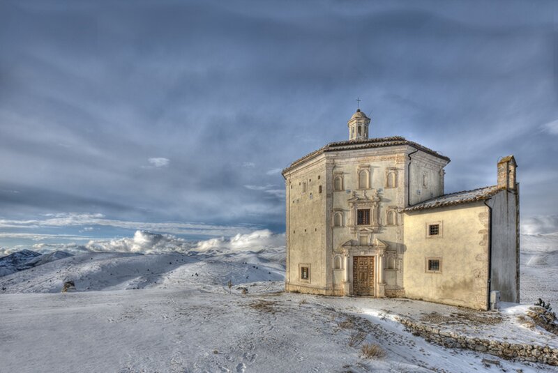 Snow-covered Chapel — White, Dramatic