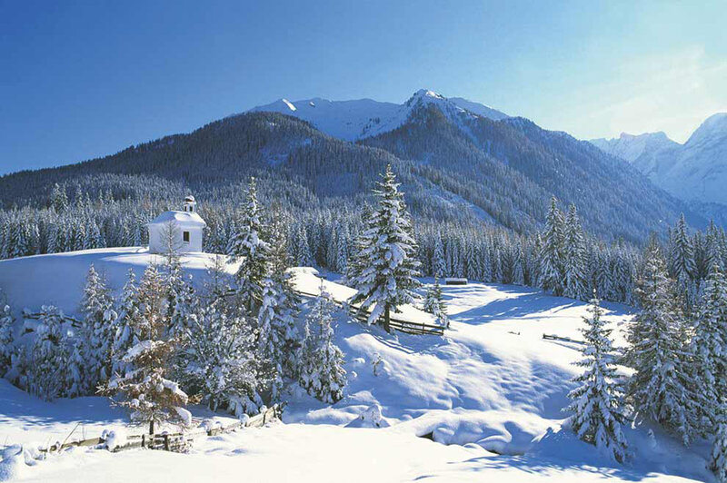 Snow-covered Chapel — White, Serene, Winter, Photograph, Mountains