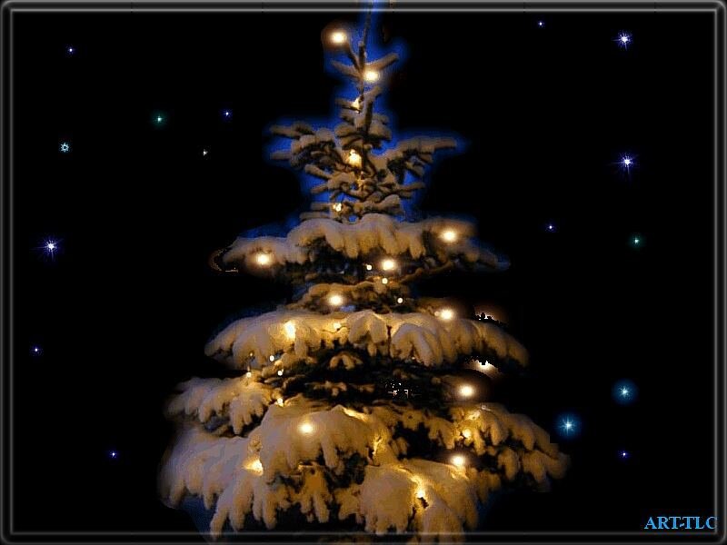 Snow-covered Christmas Tree — Black