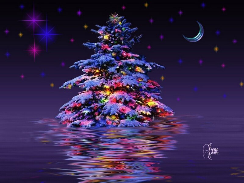 Snow-covered Christmas Tree — Purple