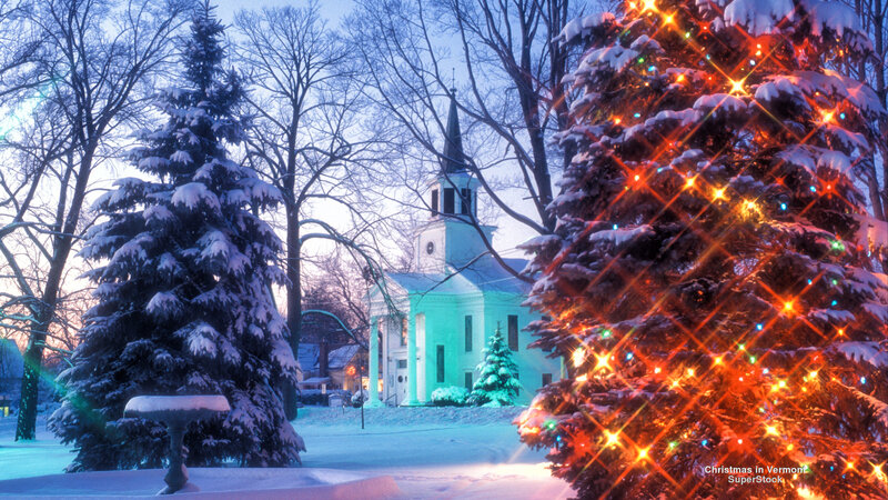 Snow-covered Christmas Tree — Red, Festive