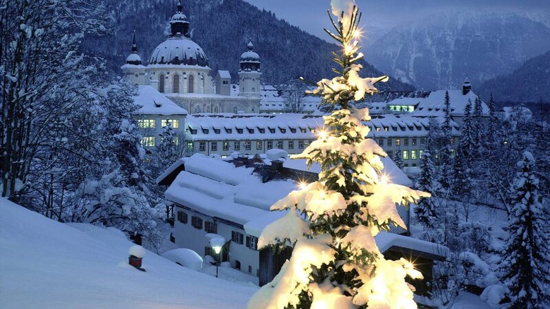 Snow-covered Christmas Tree — White, Serene, Night