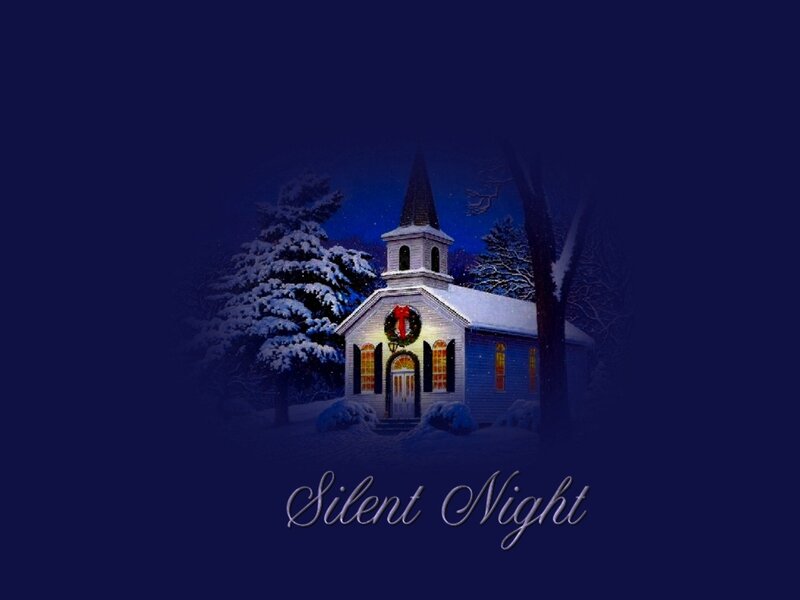 Snow-covered Church — Blue, Serene, Night
