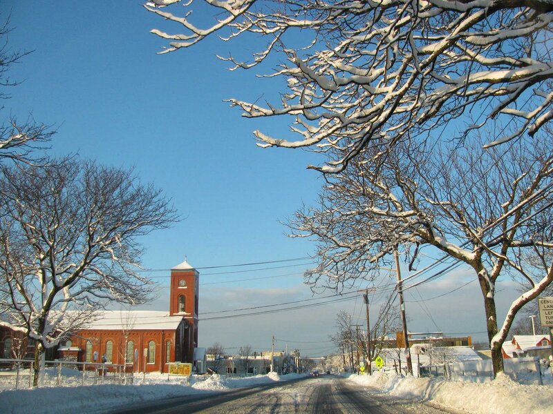 Snow-covered Church — Blue