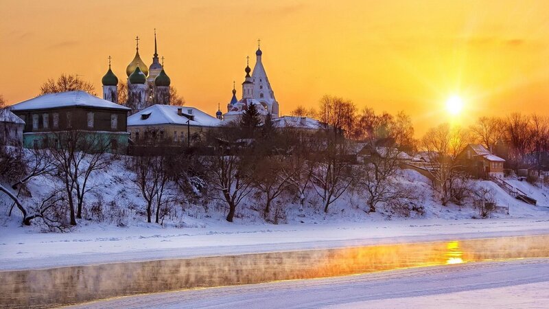 Snow-covered Church Complex