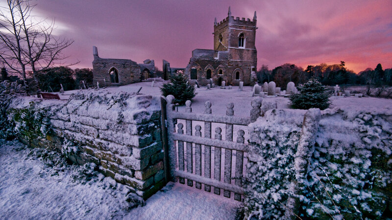 Snow-covered Church Ruins — Purple