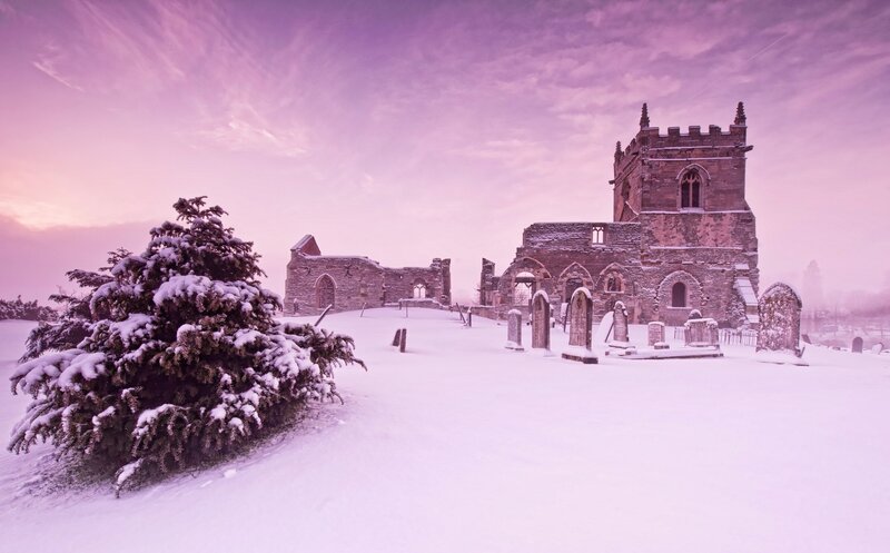 Snow-covered Church Ruins