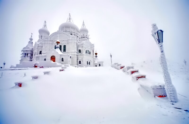 Snow-covered Church — White, Cold, Winter