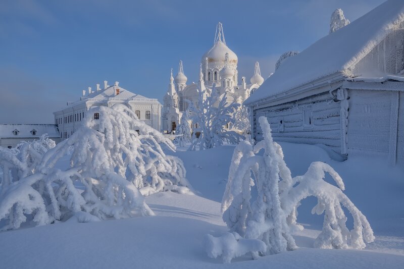 Snow-covered Church — White, Serene, Winter, Photograph, Buildings