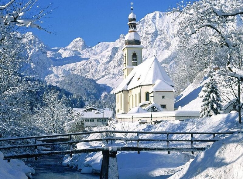 Snow-covered Church — White, Serene, Winter