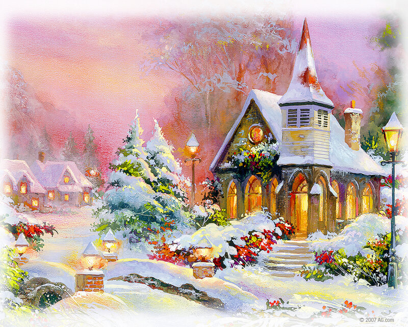 Snow-covered Church — White