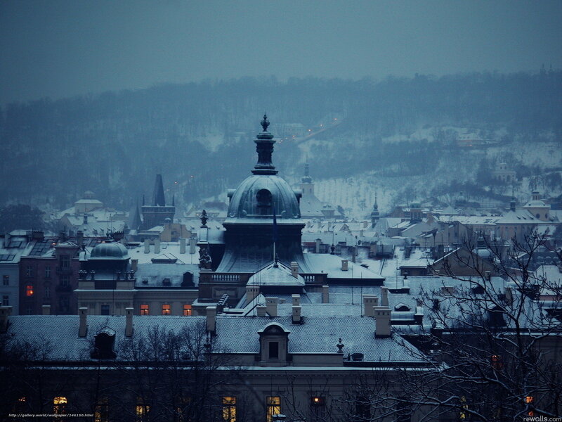 Snow-covered City Rooftops — Blue, Cold