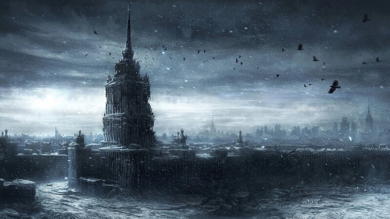 Snow-covered City Ruins — Gray